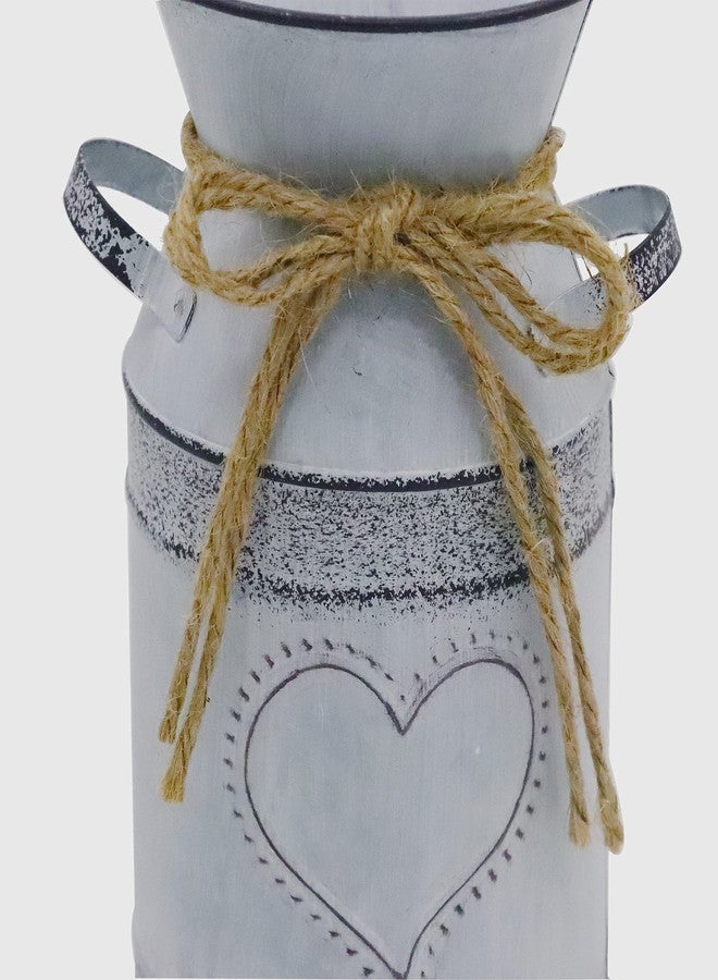Soyizom Shabby Chic Milk Can with Heart-Shaped and Rope Design French Farmhouse Wedding Decor Vase Metal Flowers Pitcher Vases Galvanized Can Tin Pot Rustic Bucket Primitive Jug for Decorative Holder - Image 5